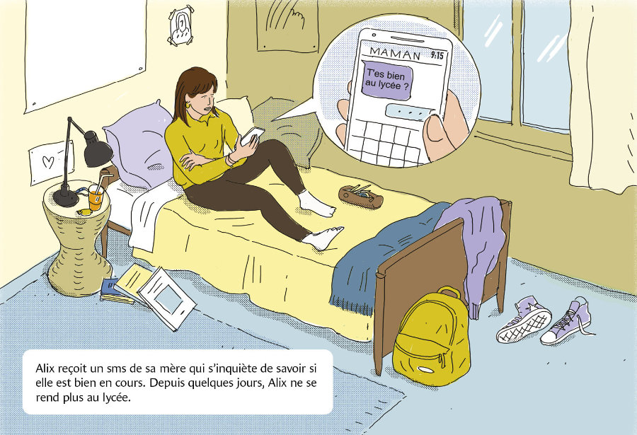 illustration de saynètes sur le thème du décrochage scolaire