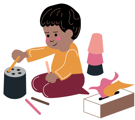 illustration d'un petit enfant faisant du bricolage
